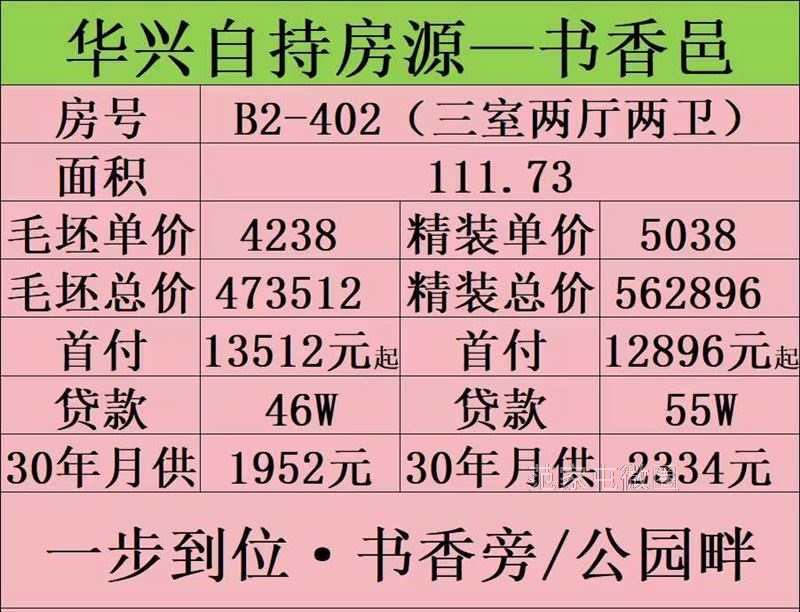 书香邑月供1000多，首付1万多，精装毛坯可选